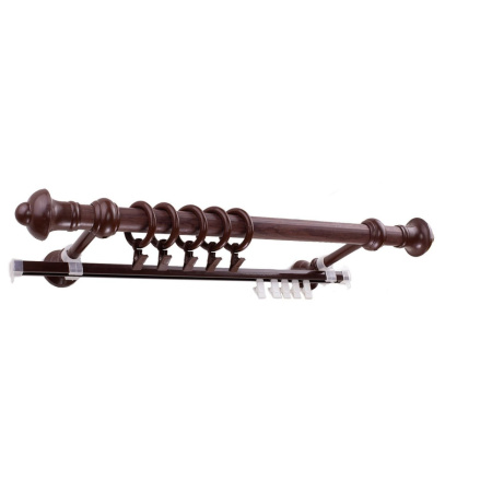 Металлопластиковый круглый карниз на стальной трубе D=28mm, двухрядный, Орех